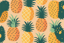 Retro Simple Minimal Pineapple Positive Pattern Background - Neutral Universal Colorful Joyful Holiday Stock Image Illustration Design