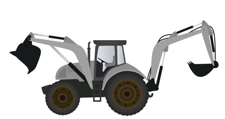 Wall Mural - Grey bulldozer tractor. vector illustration