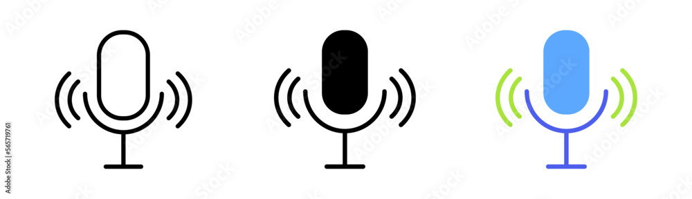 Microphones set icon. Record, recordings, sing songs, stage ...