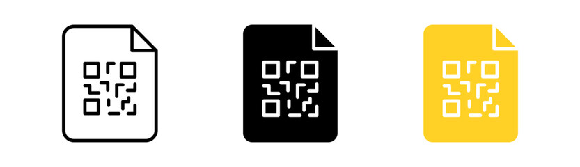 Poster - Qr code in file set icon. Quar codes with inscription scan me with smartphone. Scan me icon. Scan qr code icon for payment, mobile app. Vector icon in line, black and colorful style