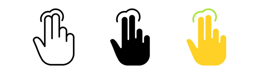 Poster - Pointer cursor line icon set. Computer mouse, click, arrow, touch gesture, selection, finger. Vector icon in line, black and colorful style on white background