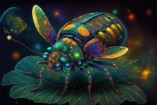Psicodelic Arts, Insects, Vivid Colors, Genertive AI