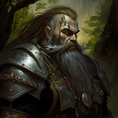 Wall Mural - Dwarf Paladin in a forest