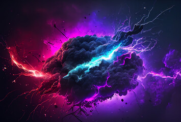 nebula, space explosion background with space for text, nebula, high contrast, generative ai