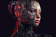 Künstliche Intelligenz mit Kabeln im Gesicht, Generative AI