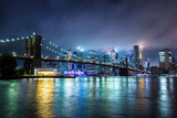 Fototapeta  - Brooklyn Bridge and Manhattan at night