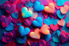 Abstract Colorful Illustration Of Hearts Romantic Background Wallpaper Made With Generative AI