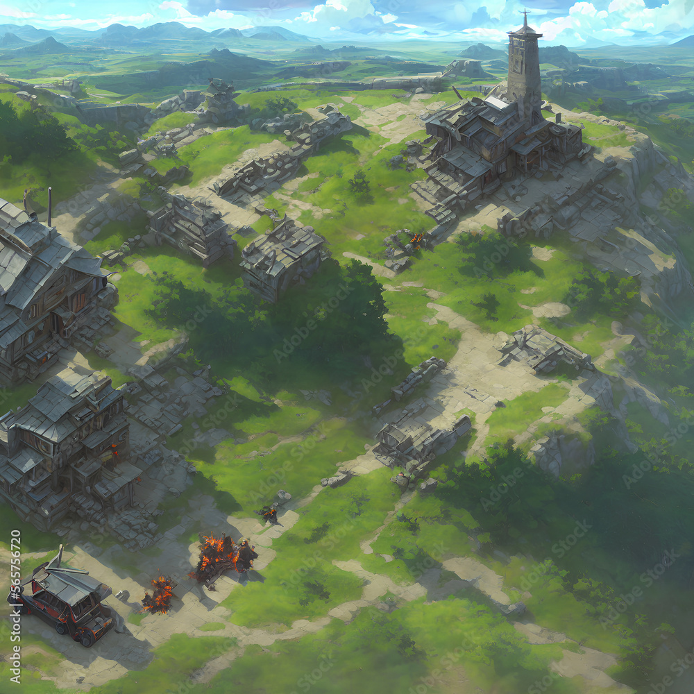 Battlefield Map Design Battleground Field Map (Isometric) 01- Background for Level Design, RPG ...