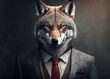 Portrait of a wolf dressed in a formal business suit, generative ai	
