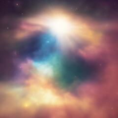 Wall Mural - Generative AI: Beautiful sky and clouds in soft pastel color. Soft cloud in the sky background