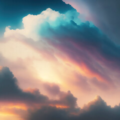 Wall Mural - Generative AI: Beautiful sky and clouds in soft pastel color. Soft cloud in the sky background