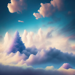 Wall Mural - Generative AI: Beautiful sky and clouds in soft pastel color. Soft cloud in the sky background