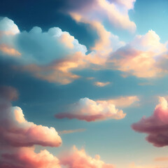 Wall Mural - Generative AI: Beautiful sky and clouds in soft pastel color. Soft cloud in the sky background