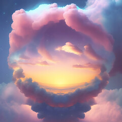 Wall Mural - Generative AI: Beautiful sky and clouds in soft pastel color. Soft cloud in the sky background