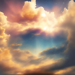 Wall Mural - Generative AI: Beautiful sky and clouds in soft pastel color. Soft cloud in the sky background