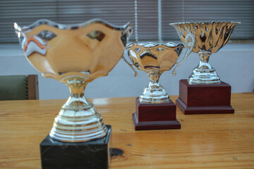 three trophies for the winners