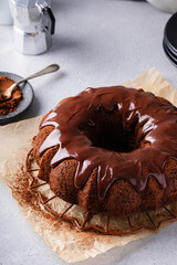Wall Mural - Chocolate bundt cake with chocolate ganache glaze
