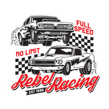 Drag Car Racing Vector Illustration, Perfect For T Shirt Design And Competition Logo Design