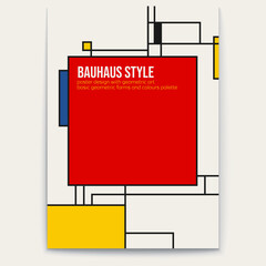 Wall Mural - Neoplasticism, Bauhaus retro pattern. Piet Mondrian style. Cover design. Poster vector template