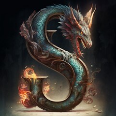 Wall Mural - Dragon Letter S