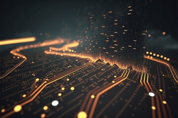lights with technology and lines and dots joining technology, hologram, hd wallpaper