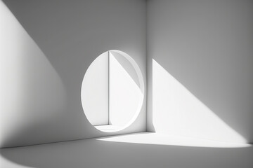 Abstract geometric background. Minimalistic black and white background for business presentation. Light and shadow concept. Modern surface texture. Post-processed digital AI art
