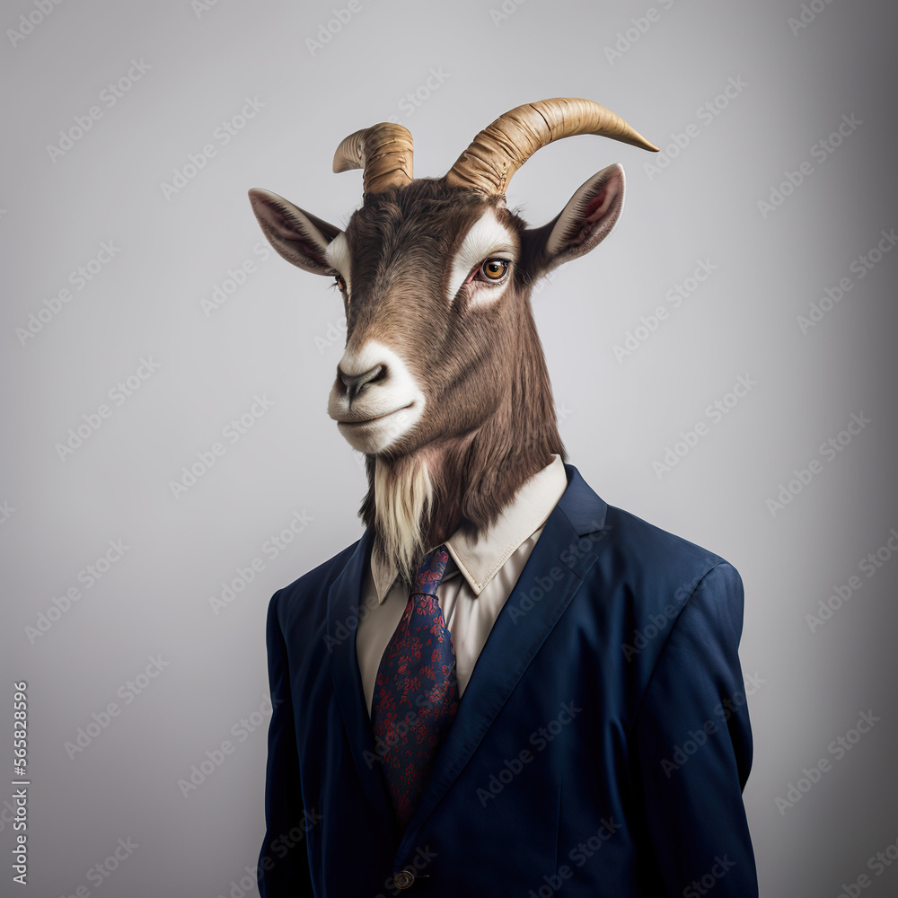 Anthropomorphic goat wearing a suit Stock Illustration | Adobe Stock