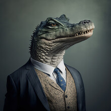 Anthropomorphic Crocodile Wearing A Suit