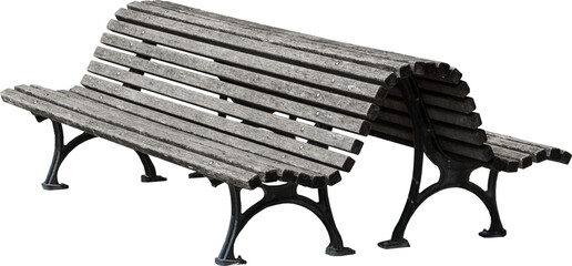 Poster - Isolated PNG cutout of a wooden street bench on a transparent background, ideal for photobashing, matte-painting, concept art