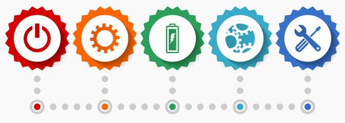 Aufkleber - Industry vector icons, power and energy flat design web badges collection, business infographic template