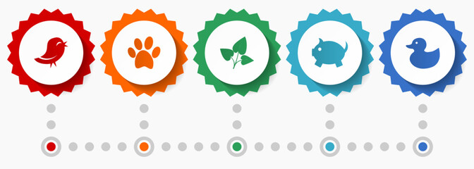 Poster - Nature vector icons, environment flat design web badges collection, business infographic template