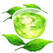 葉っぱと冷たい緑茶