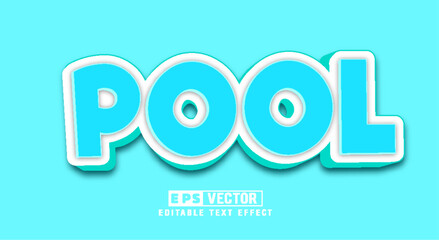 Wall Mural - Pool 3d editable text effect vector eps template 