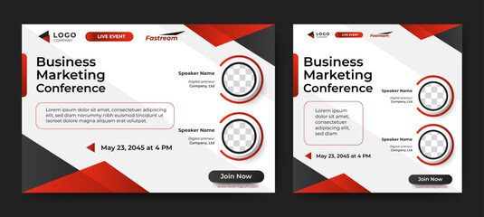 Marketing Strategies live webinar banner invitation and social media post template. Business webinar invitation design