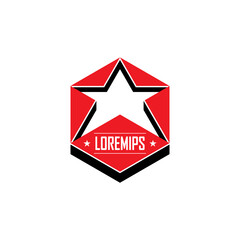Poster - the emblem of the sports club. a five-pointed star inside a hexagon. logo.