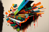 Fototapeta Nowy Jork - Fortepian instrument muzyczny abstrakcyjny malowany obraz olejny 15
