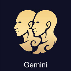 Wall Mural - Gemini symbol of zodiac sign in luxury gold style