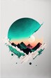 © Merilno - Un résumé et minimaliste avec un lever de soleil et un fond blanc. Idéal comme fond d'écran.