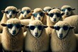 Huge flock of cool sheep wearing sunglasses (AI generated)