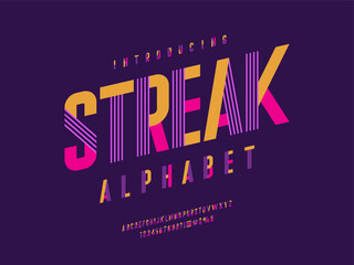 Poster - Vector of modern colorful line alphabet design with uppercase, numbers and symbols