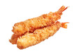  Delicious group of tempura prawns over isolated white background