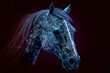 Neural network of a horse with big data and artificial intelligence circuit board in the head of the equine animal, outlining concepts of a digital brain, computer Generative AI stock illustration