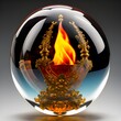 Glass sphere with fire element inside, Generative AI Illustration