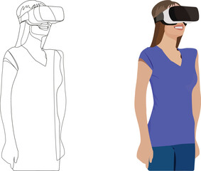 girl with new virtual reality technology-