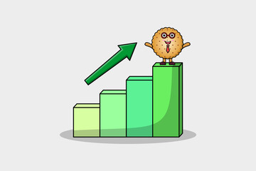 Wall Mural - Cookies cute businessman mascot character with a deflation chart cartoon style design