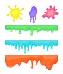 Poster - cartoon color different slime line streaks and drop set element decoration concept flat design style