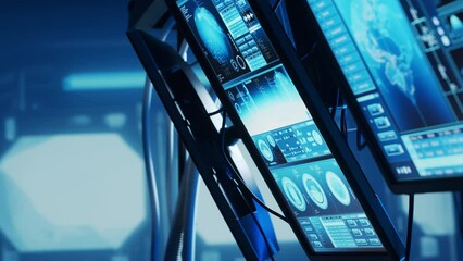 Wall Mural - futuristic spaceship control panel interface. spacecraft digital dashboard background with indicator