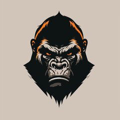 Wall Mural - Vector art illustrations of an angry gorilla face