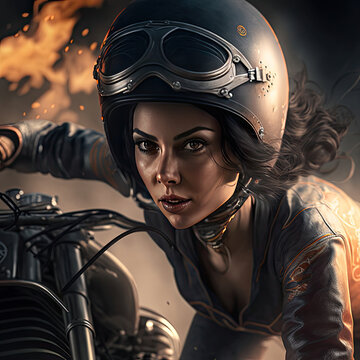 woman with a motorcycle helmet