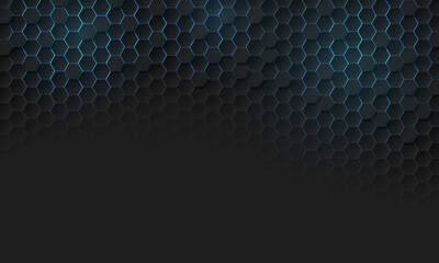 Poster - Abstract blue light dark grey hexagon texture 3d geometric pattern with blank space design modern technology futuristic vector